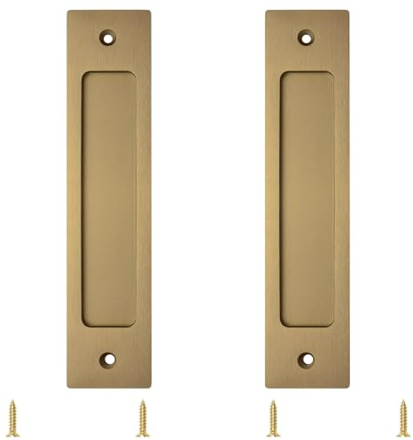 MOROBOR Rectangular Empotrada Puerta Corredera Tira, 2pcs Champagne Oro Flush Pull Aleación de Aluminio Closet Puerta Dedo Tira con tornillos de montaje para puertas correderas Barn Door(180mm)
