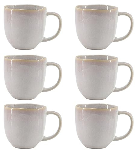 Brigros Wehome - Juego de 6 tazas de desayuno de cerámica, hechas a mano, tazas de 6 x 350 ml, piezas para desayuno/juego de tazas de café, tazas de capuchino, tazas de té (glicerinas)