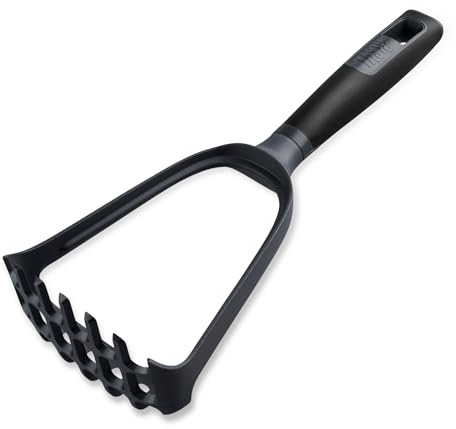 Tasty Everyday Potato Masher and Spaghetti Spoon, 2in1 Utensil, | Multifunctional Masher Tool and Serving Spaghetti Spoon, Cooking Utensil with Soft-Touch Handle, 29x11x8cm, Black & Grey
