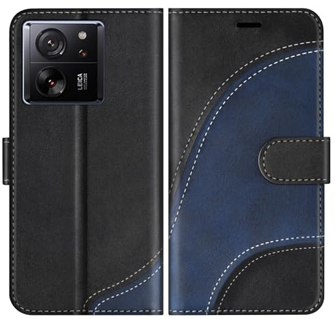 BoxTii Hülle für Xiaomi 13T Pro/Xiaomi 13T / Xiaomi Redmi K60 Ultra, PU Leder Handyhülle Klapphülle Schutzhülle mit Kartenfächer und Magnetverschluss für Xiaomi 13T Pro/Redmi K60 Ultra, Schwarz