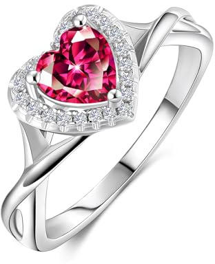 MYBELLNA Hola 7mmm Herz Ring für Damen Frauen Engagemen Verlobungsring