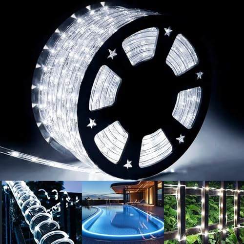 1000 LED Outdoor Rope Lights, 53M/174ft Christmas Tube Lights Waterproof Fairy String Lights 8 Modes LED Rope Lighting Decorate for Christmas Tree Indoor Party Bedroom Garden (White)