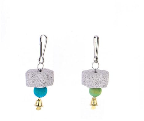 HAICN 2Pcs Bird Calcium Teeth Grinding Chew Treats Toy Bite Training Chewing Toy with Bell Grinding Teeth Lava Block Grinding Teeth Supply for Parakeet