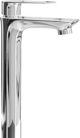 Planetmöbel Wasserhahn Bad-Mischbatterie | Waschtischarmatur mit Keramik Kartusche, Armatur für Waschbecken Badezimmer, Einhebelmischer, Höhe 29 cm, chrom