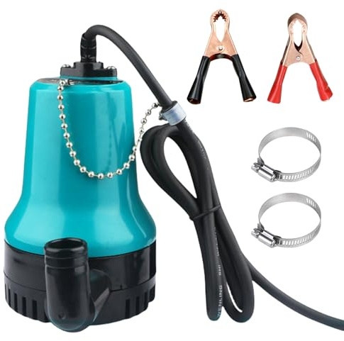 Pompa sommersa per acqua sporca, mini pompa dell'acqua DC 12 V, pompa per acqua sommergibile 50 W, 4200 l/h, pompa di trasporto per acquario, con cavo da 2,3 m e morsetto, pompa per trasferimento