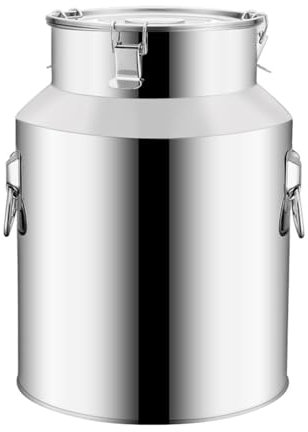 GoHaiDe Bricco per Latte in Acciaio Inossidabile Resistente con Coperchio 201 Contenitore per Il Trasporto di bricco per Latte con Coperchio ermetico per la conservazione di liquidi e Solidi,14L