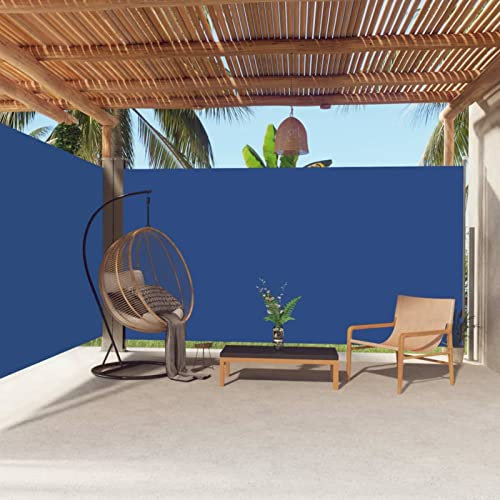 Chaduof Seitenmarkise Ausziehbar, Windschutz Terrasse, Balkon Windschutz, Balkon Sichtschutz, Sichtschutz Zaun, Sichtschutzzaun, Markise Balkon, Sichtschutzwand, Blau 200x600 cm