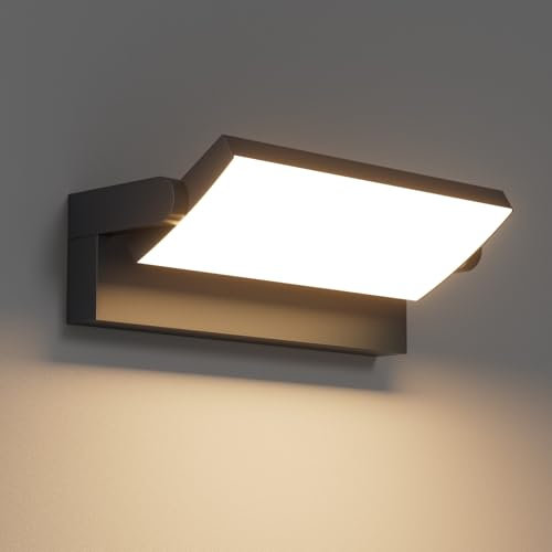 Klighten 45W LED Wall Light Outdoor Indoor Waterproof IP65, Adjustable Aluminum Wall Lamp, Modern Outside Light Mains Powered for Entrance Garden Terrace, 3480LM, Warm White 3000K, Black