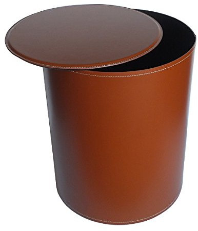 LIMAC Design TUTUN Stahlholzhalter mit Lederbezug, Design- Brennholztasche für Öfen und Kamine, mit Holzdeckel und Lederbezug, mit gummierten Rädern, Hergestellt in Italien. (braun)