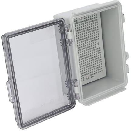 Elektrischer Anschlusskasten für den Außenbereich, IP67 Wasserdichtes ABS-Gehäuse mit Gittermontageplatte, Transparente, Durchsichtige Abdeckung, Ideal für Beleuchtung,Heimprojekte