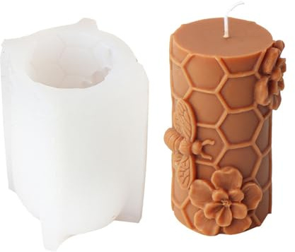 JS MOLD Kerzenform Silikon, Bienenwaben Stumpenkerze Silikonform Kerzenform,3D-Bienenstock-Silikonform,Bienenwabe Bubble Kerzenform,Silikonform für Bienenenwachskerzen, Seife (C)