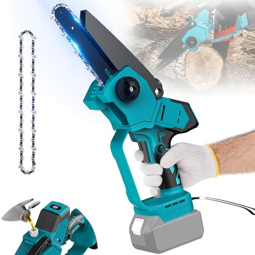 LIVOWALNY Mini Chainsaw Cordless 6 Inch, Brushless Electric Chainsaw for Makita 18V Battery, 1200W Powerful Electric Chainsaw, Portable Handheld Chainsaw for Cutting Wood and Trimming, No Battery