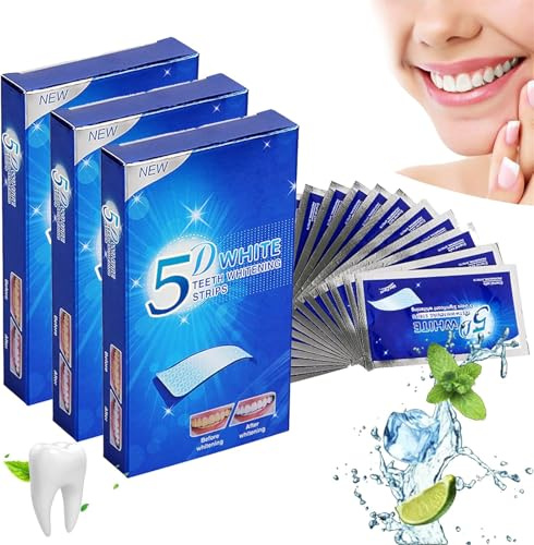 Elunara Zahnaufhellungsstreifen, 5D Weiße Zahnaufhellungsstreifen, Zahnaufhellungsstreifen, Diamantauflösende Whitening Strips, Effektive Zähne Reduzierte Empfindlichkeit Weiße Streifen (3)