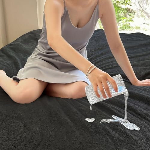 NSNLGSGC Couverture imperméable 152 x 127 cm pour couples, enfants, animaux de compagnie, chien et canapé, couverture imperméable en flanelle Sherpa, liquide jusqu'à 1500 g, noire