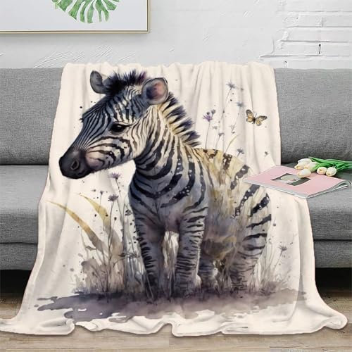 LMYmoney 3D-Überwurfdecke aus Flanell-Fleece, süßes Baby-Zebra-Malthema, Plüschdecke, Flauschige Kinderdecke, Plüschdecke, Dekoration, 150 x 200 cm