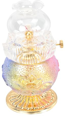 Glass Kerosene Oil Lamp with Adjustable Wick Holder and Lamp Shade | Plastic and Glass Build, Vintage Retro Styling, Suitable for Home and Housewarming Settings