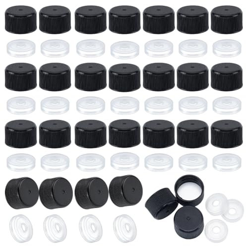 OLYCRAFT 50Pzas 22/400 Tapones de Rosca de Plástico Negro con Reductor Tapón de Plástico con Orificio de Goteo Reductor Tapón para Vaciar Botellas Tapón de Rosca para Botellas de 5oz
