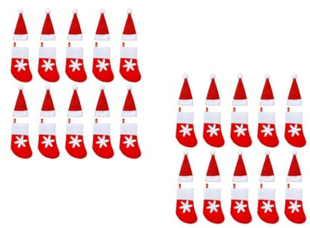 Amosfun 2 Ensembles Couverts De Table De Noël Christmas Accessoire Noel Accesoires Noel Bouteille De Vaisselle Sachets De Vaisselle De Noël Chiffon Rouge 20 Pièces * 2