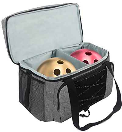 Ejoyous Bowlingtasche für 2 Bälle, Reisen Bowlingkugel Tasche Erwachsene Bowlingbag mit Gepolsterter Trennwand für bis zu 1 Paar Schuhe Herren 16, Bowling Zubehör