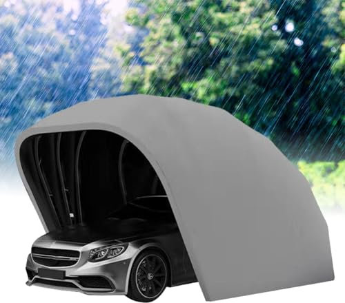 yjnhxns Cochera de Acero Inoxidable Gris, Garaje Plegable móvil, toldo retráctil Plegable para Coche, Refugio semiautomático Duradero, 5,5 x 2,5 x 2,3 m (18 x 8,2 x 7,6 pies)