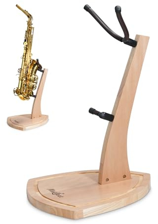 Musbeat Supporto per sassofono, supporto per saxofono contralto e sax tenore, in legno di mogano con gioghi in morbido silicone, supporto per sassofono tenore realizzato a mano in legno per casa e