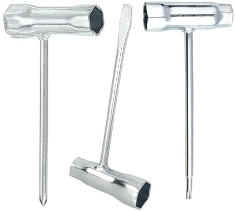 Guyode 3 Stück T Schraubenschlüssel Kombischlüssel, Verschiedene Arten von Zündkerzenschlüssel 13 X 19 mm, Motorsägenschlüssel Kettensäge Zubehör, Kettensägenschlüssel (Schlitz, Kreuz, M-Form)