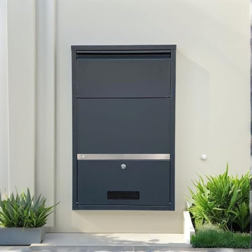 Boîte à Colis – Boîte aux Lettres pour Colis – Anthracite – Boîte à Colis – Boîte Murale ou Autonome – Comprend Support de Fixation Mural – Courrier & Colis – Tapis Amortisseur Offert – ParcelXL®