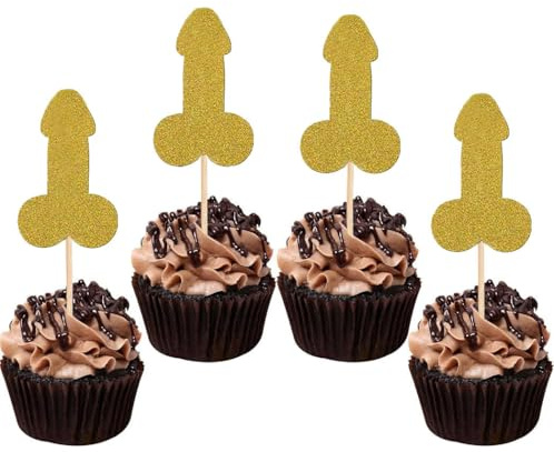 12 Pcs Prank Bachelorette Party Cake Cupcake Topper Decoration Gender Glitter Pick for Hen Bridal Shower Engagement Supplier Favor Game Tool Decor Set Y20