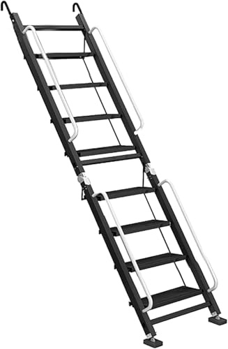 Escalera De Tijera, Escaleras De Aleación De Aluminio, Escaleras Plegables, Diseño Antideslizante Inferior, Escalera De Andamio Multifución, Escalera De Escape En Caso, One Color, 250cm/98