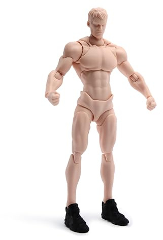 SOUFORCE 1/12 Scale Muscular Male Body 6in Pale Skin Strong Flexible Body Figure Model Doll Miniature Figure Body