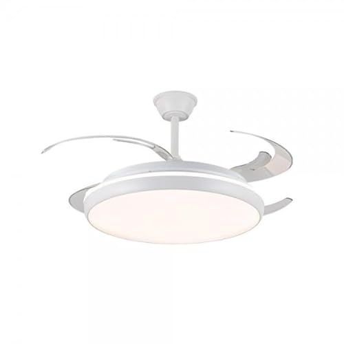 Bilake Ventilador de Techo con luz 80W 9.000Lm retráctil Grande 60 cm plafón 120 cm aspas desplegadas | Lampara Ventilador Charly XL