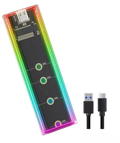 Fangxuee RGB M.2 NVMe SSD Enclosure 10gbps Dual Protocol NVME/NGFF Hard Drive Box per M/B Key SSD 2230 2242 2260 2280