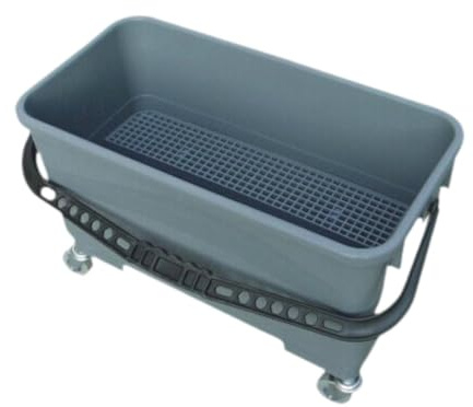 Folpus Seau à roulettes de nettoyage professionnel avec essoreuse, capacité de 24 L pour la maison et le bureau, Gris