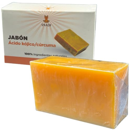 Snadi - Savon à l’Acide Kojique et au Curcuma | 200 g | 100% Naturel | Éclaircissant et Anti-Taches | Éclaircit la Peau | Unifie le Teint | Réduit les Taches Foncées, le Mélasma et les Cicatrices | A