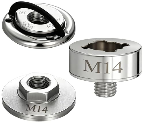 HISUEKIG X Lock Adapter Set, M14 Gewindekonverter mit Schnellspannmutter, Flansch Kontermutter, Rostfreie Leistung Robust und Langlebig, für Winkelschleifer Diamantbohrer Sägeblatt Trennscheiben