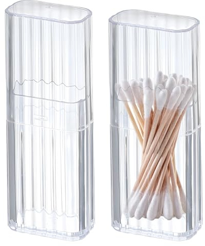 Tgsedr 2 contenitori per bastoncini di cotone per viaggi, tamponi di cotone, dispenser per stuzzicadenti, piccoli tamponi di cotone, scatola per tamponi di cotone, stuzzicadenti
