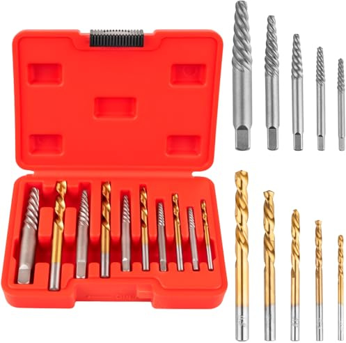 Siapupy 10-Piece Screw Extractor & Left-Hand Drill Bit Set, Easy Out Fastener Extractor Kit with Alloy Spiral Flutes - Premium Tool for Easily Removing Stripped, Broken & Rusty Screws, Bolts & Studs
