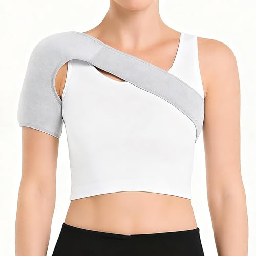 KRENIE Shoulder Support Brace for Women Men – Elastic Rotator Cuff Compression Sleeve（L） – Breathable Shoulder Pain Relief Strap for Injury Prevention – Universal Left Right Arm Stabilizer