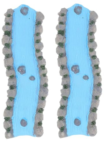 Mikikit 2 Pièces Décor Miniature Rivière Résine Ruisseau Eau Réaliste pour Jardin Féerique Table de Sable Paysage Maison de Poupée et Aménagement Créatif