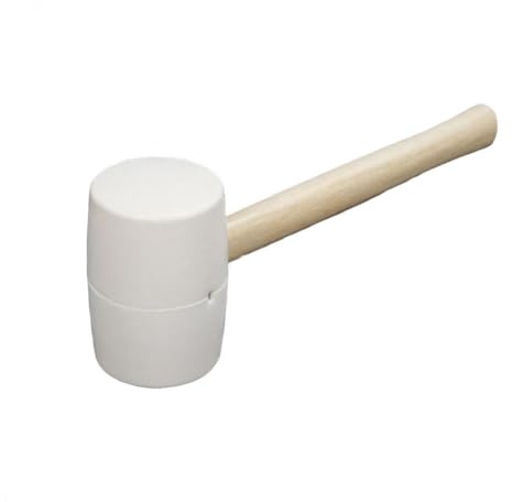 Opatiny Ergonomic Rubber Mallet with Wooden Handle for Home Renovation, Installing Tiles, Flooring and Assembling Furniture, White Rubber Head, 34 x 11 x 7 cm