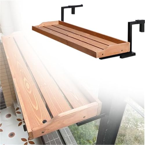 Escritorio colgante plegable ajustable para exteriores, mesa de barandilla para balcón, soporte de pared para plantas y decoración (120 cm)