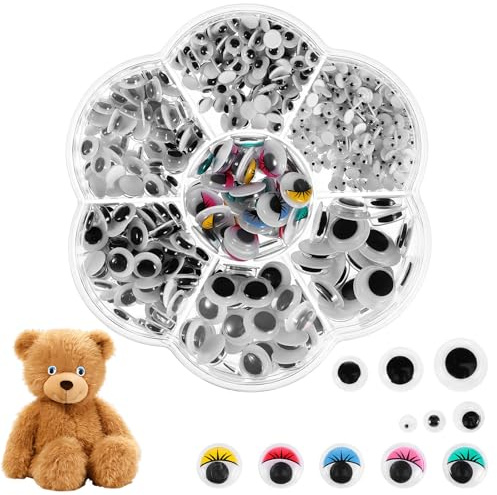 Nogeqi 700 Stück Wackelaugen Selbstklebend, Kulleraugen Selbstklebend Groß Augen zum Aufkleben Googly Eyes für DIY Scrapbooking Kunsthandwerk Zubehör (Bunt 4/5/6/7/8/10/12mm)