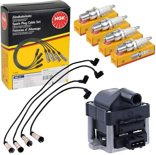 BandelOne enthält NGK Zündleitungssatz+Spule+Zündkerzen passend für 1.4 Polo 6N 6V Aex 55-60 Ps