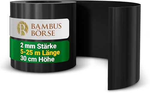 Bambusbörse Bordure de Jardin Exterieur - 30 cm de Haut, 15 m de Long - Bordure en Plastique HDPE - Bordure Flexible pour massifs et pelouses, résistante aux intempéries et aux UV et Durable
