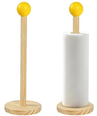 Wooden Kitchen Roll Holder, 2Pcs Wooden Paper Towel Holder, Sturdy Base | Freestanding Kitchen Tissue Stand, Kitchen and Home Gadgets