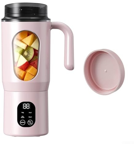 Mini spremiagrumi elettrico portatile da 500 ml, per frutta e verdura, con motore ad alta velocità, facile da pulire, per cucina, viaggi, attività all'aperto (rosa)