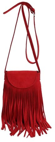 Bohemian Fringe Messenger For Crossbody Phone With Tassel And Adjustable Strap (Red One Size)
