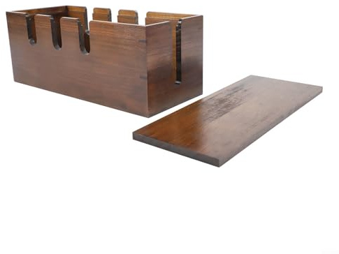 Massiv kabelhanteringslåda i trä, skrivbordstråd, organiseringsnav för sladdar och enheter, snygg träsorteringsförvaringsbehållare för hemmakontor, 31 x 13 x 12 cm (mörkbrun)