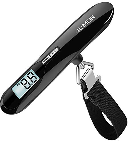 4UMOR Báscula Digital para Maleta Viaje de Mano de Ergonómica LCD para Equipaje 50KG de Precisión con Función de Tara