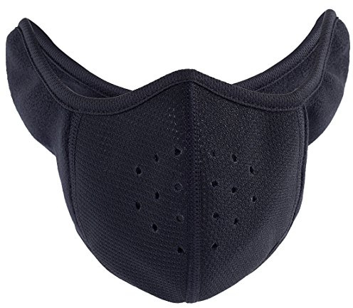 ChinFun Cagoule coupe-vent tactique d'hiver demi-masque de ski garde au chaud pour le ski, le snowboard, la moto, par temps froid, le cyclisme, masque facial avec trous de respiration Noir